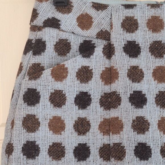 Boden British Tweed by Moon Blue Brown Wool Skirt UK8S US4S Polka Dot Pockets - Picture 15 of 16